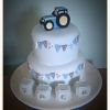 Tractor topper and bunting cake
