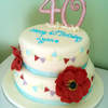 bunting and flower birthday cake