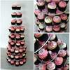 Pink Black and White Cupcake Tower
