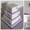 square wedding cake purple flower